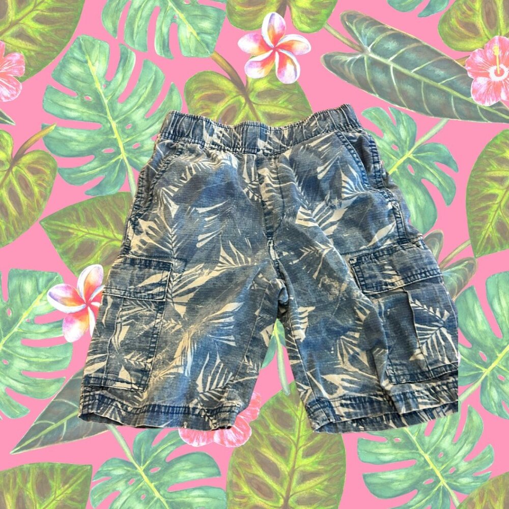 Children's Place Adjustable Waist Palm Leaf Cotton Boys Shorts Size 8